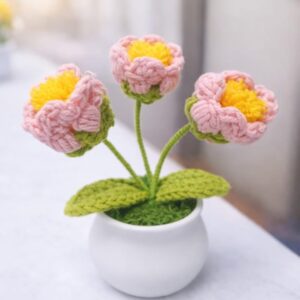 VRB DecTM 1 Pcs Crochet Flowers Artificial Daisy